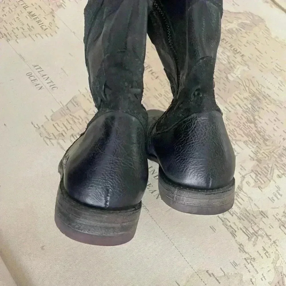 Bed Stu Midge Western Boots Cobbler Series Knee High Leather  Black 39 EUC